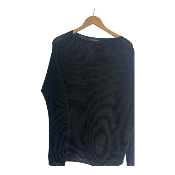 Designer - Sarah Pacini Charcoal Ribbed Knit Top - Picture 3 of 5